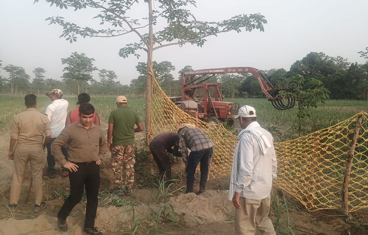 Leopard reached farm in search of water and fell into borewell