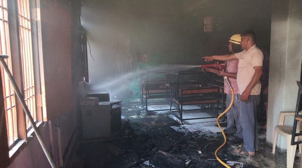 Fire broke out in the room of Government Girls Senior Secondary School due to short circuit