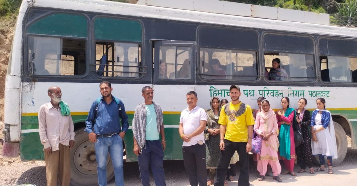 Now Pathankot-Dramman route bus broke down in Sahla