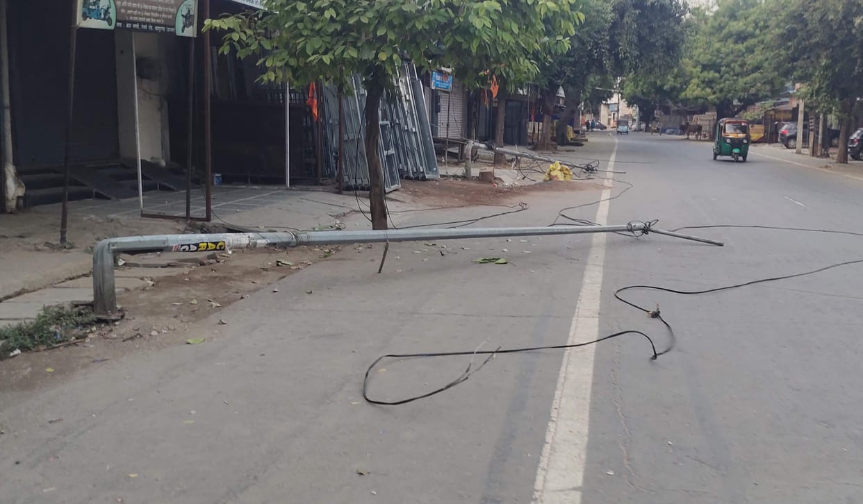 Vehicle broke pillars, power cut for 14 hours