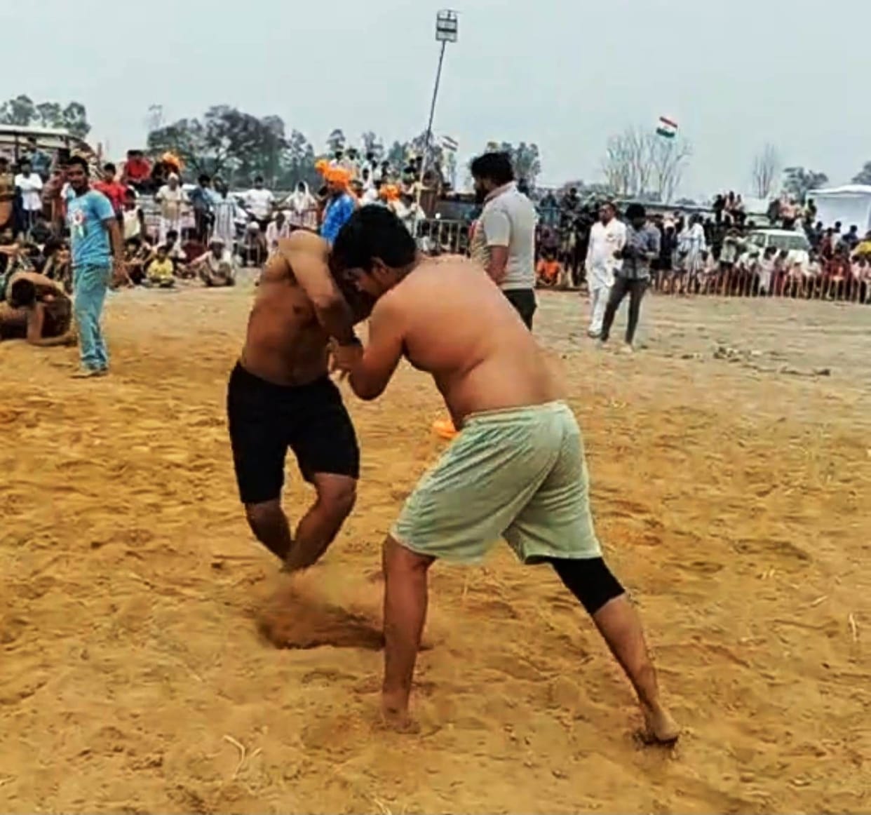 Wrestlers showed their strength in wrestling match