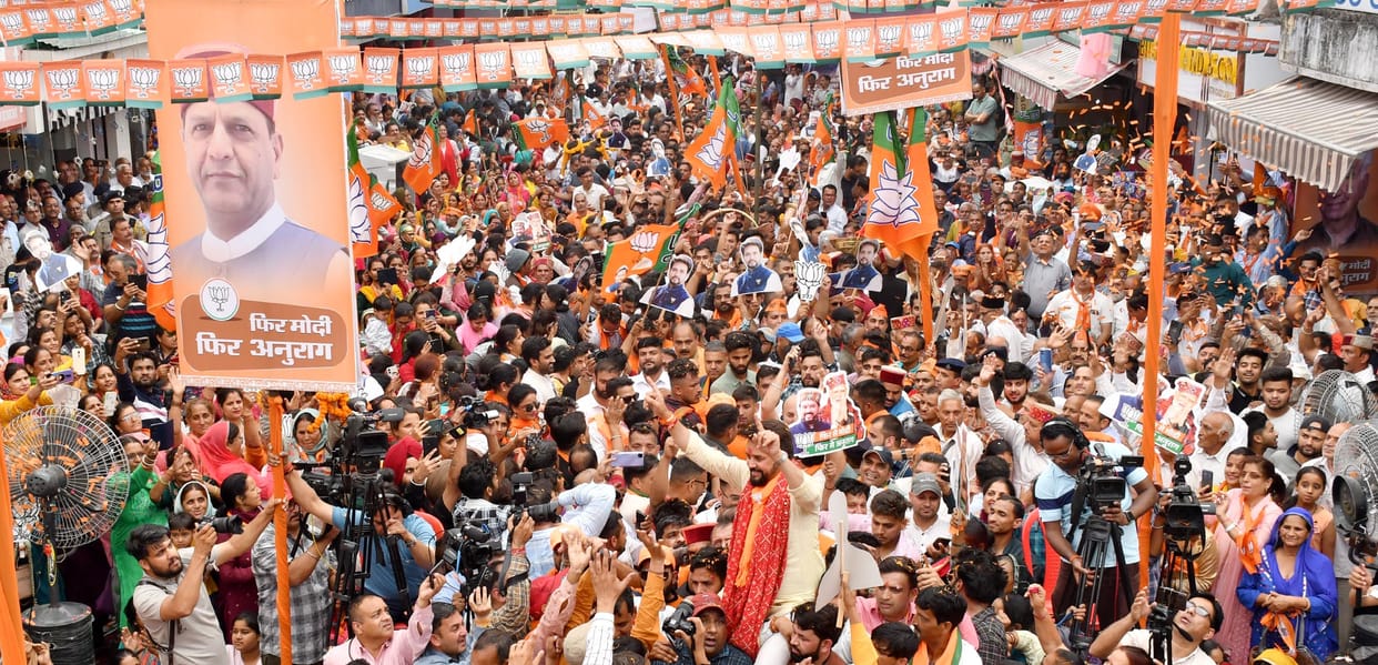 Anurag's show of strength at historic Gandhi Chowk two days before nomination