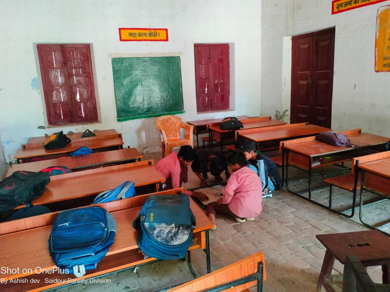 Temple in composite school premises women perform bhajans unable to study