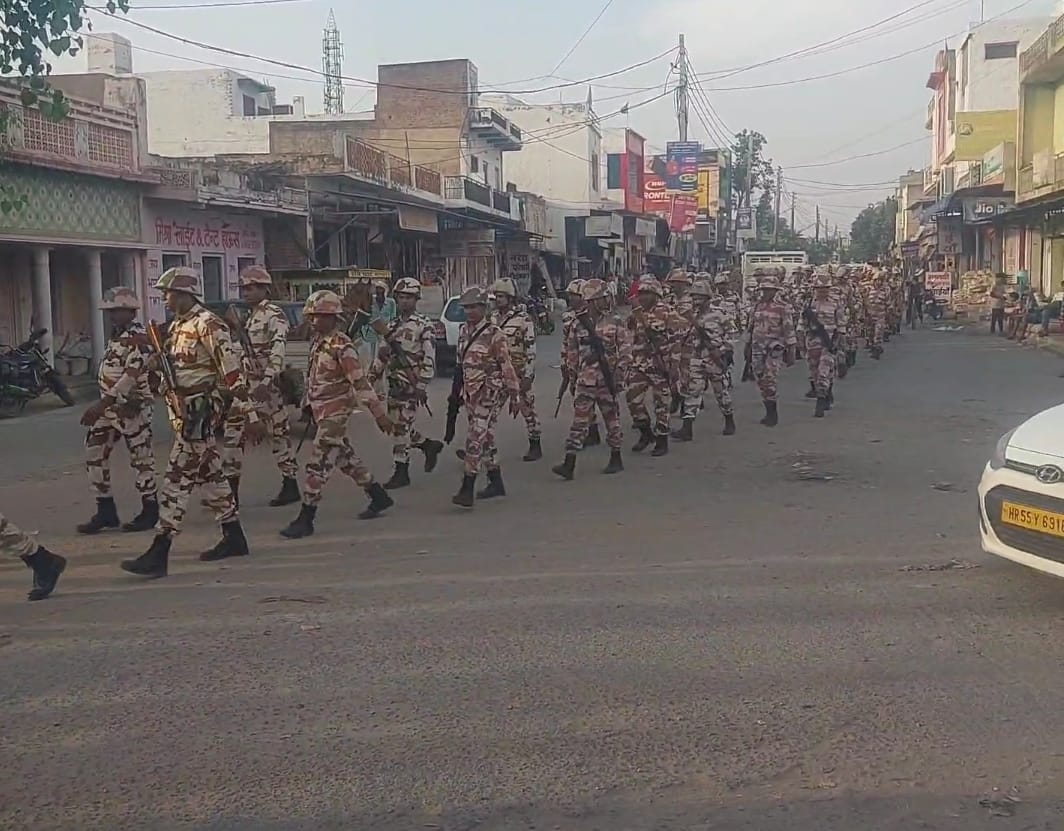 Police conducted flag march for Lok Sabha elections