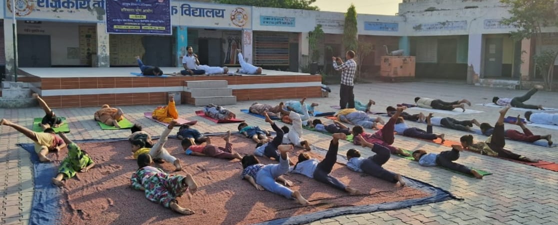 Gave training on protocol of International Yoga Day in Gudha