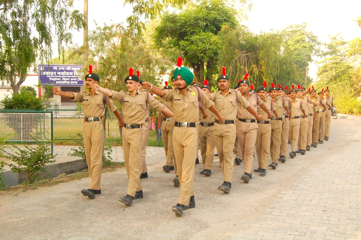 NCC cadets practiced drill