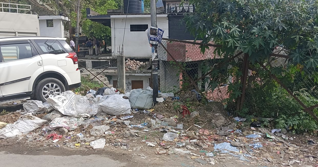 Garbage spread near Shanidev temple
