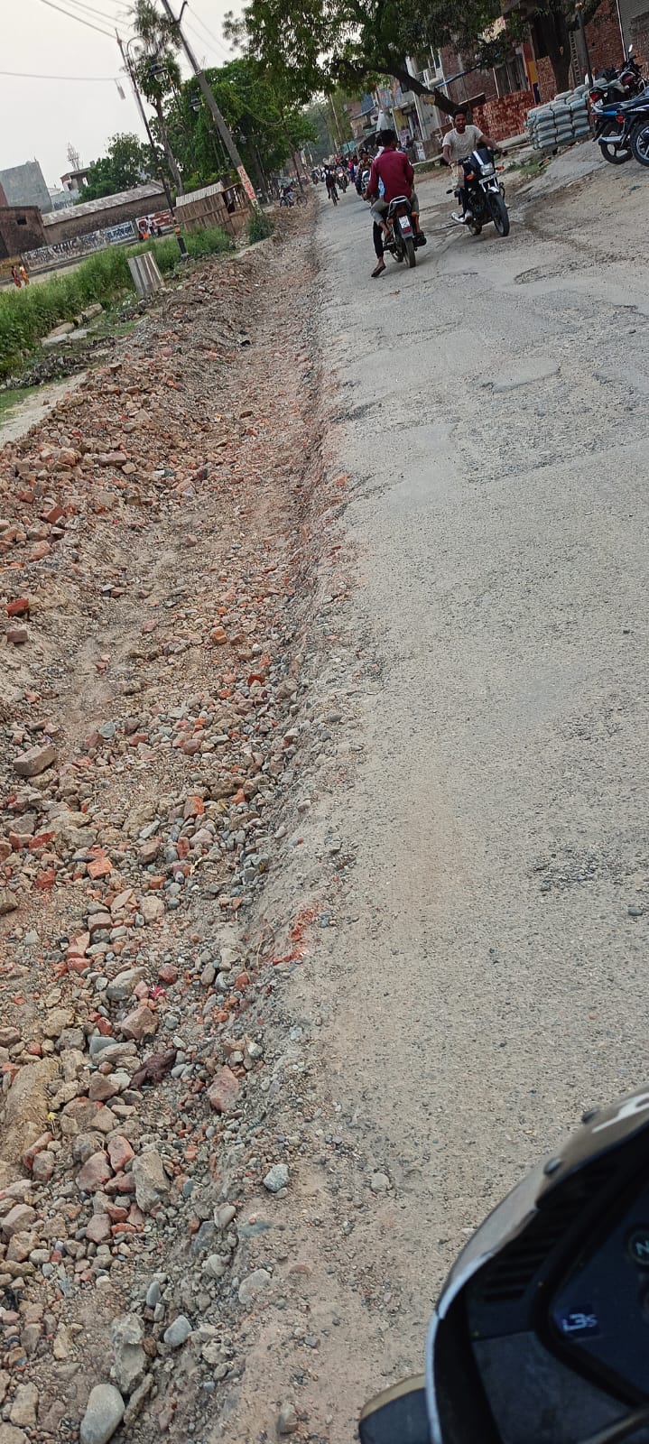 The road has been uprooted for two months and has become a cause of trouble.