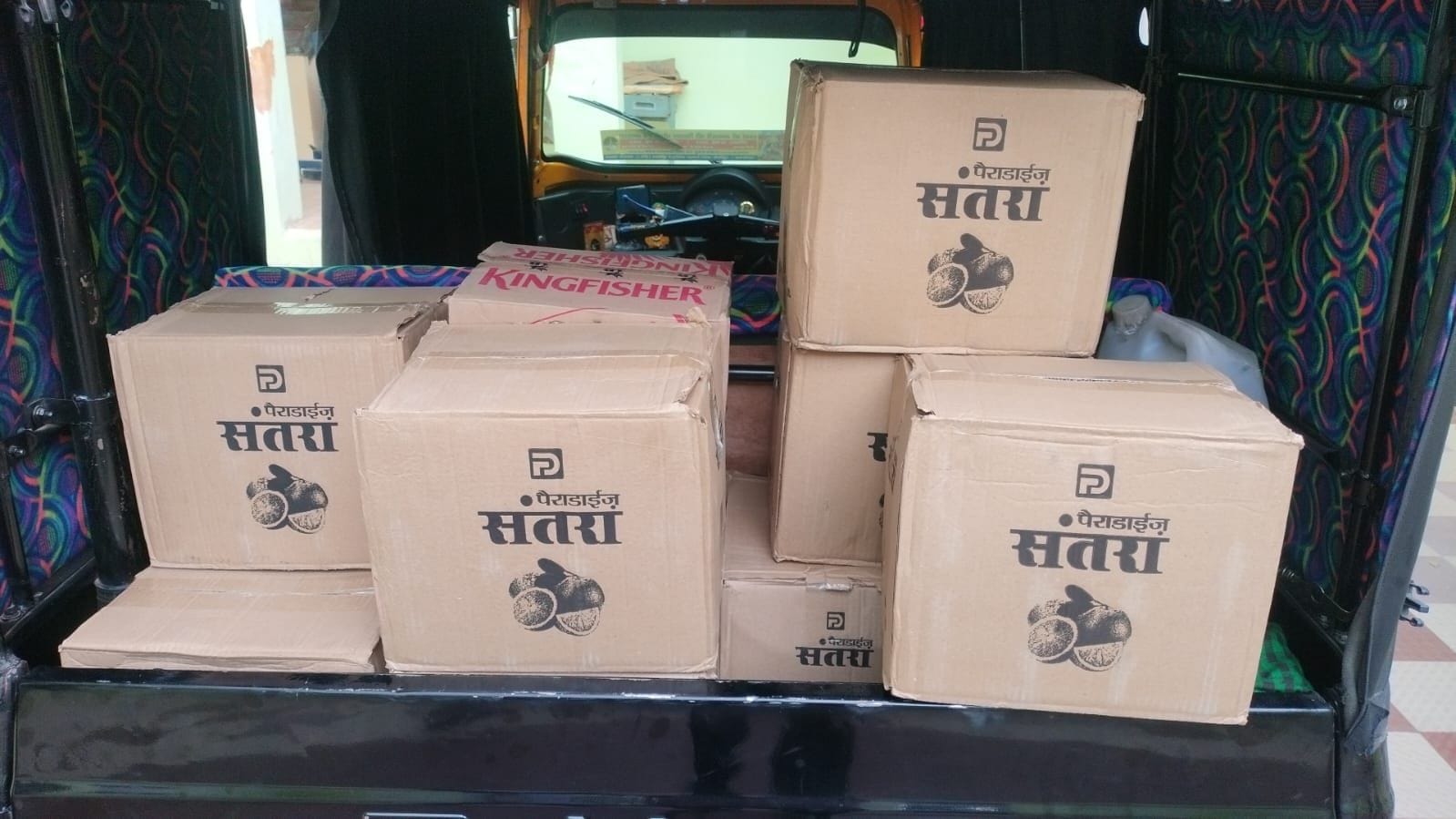 Ten boxes of illegal liquor caught from auto