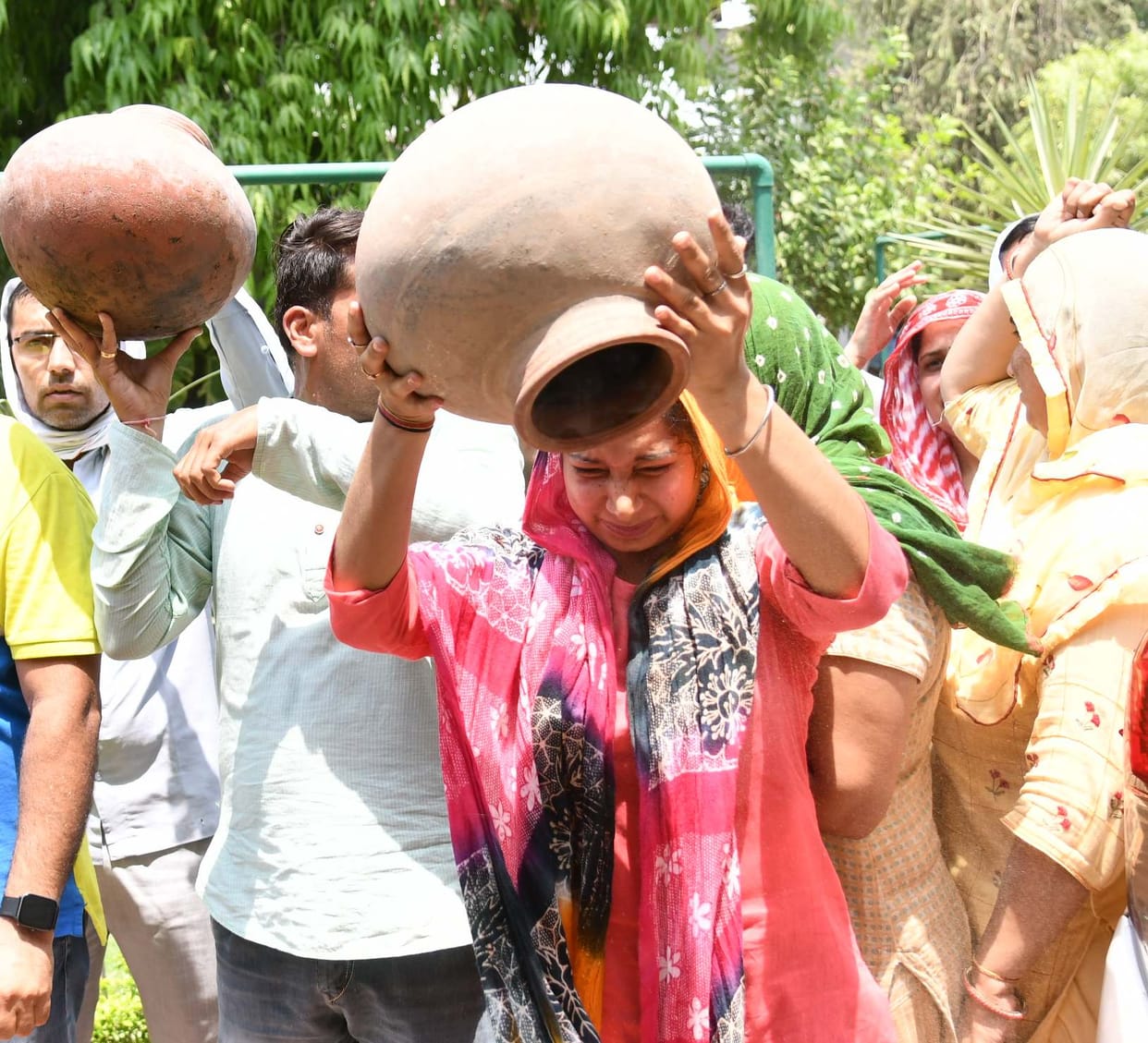 Women broke pots for water