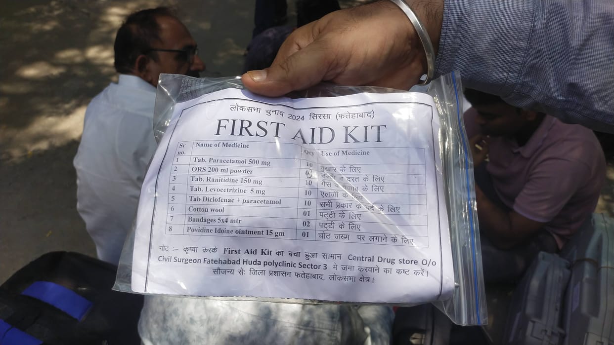 If health deteriorates at polling stations, first aid will be provided, kit issued with eight types of medicines.
