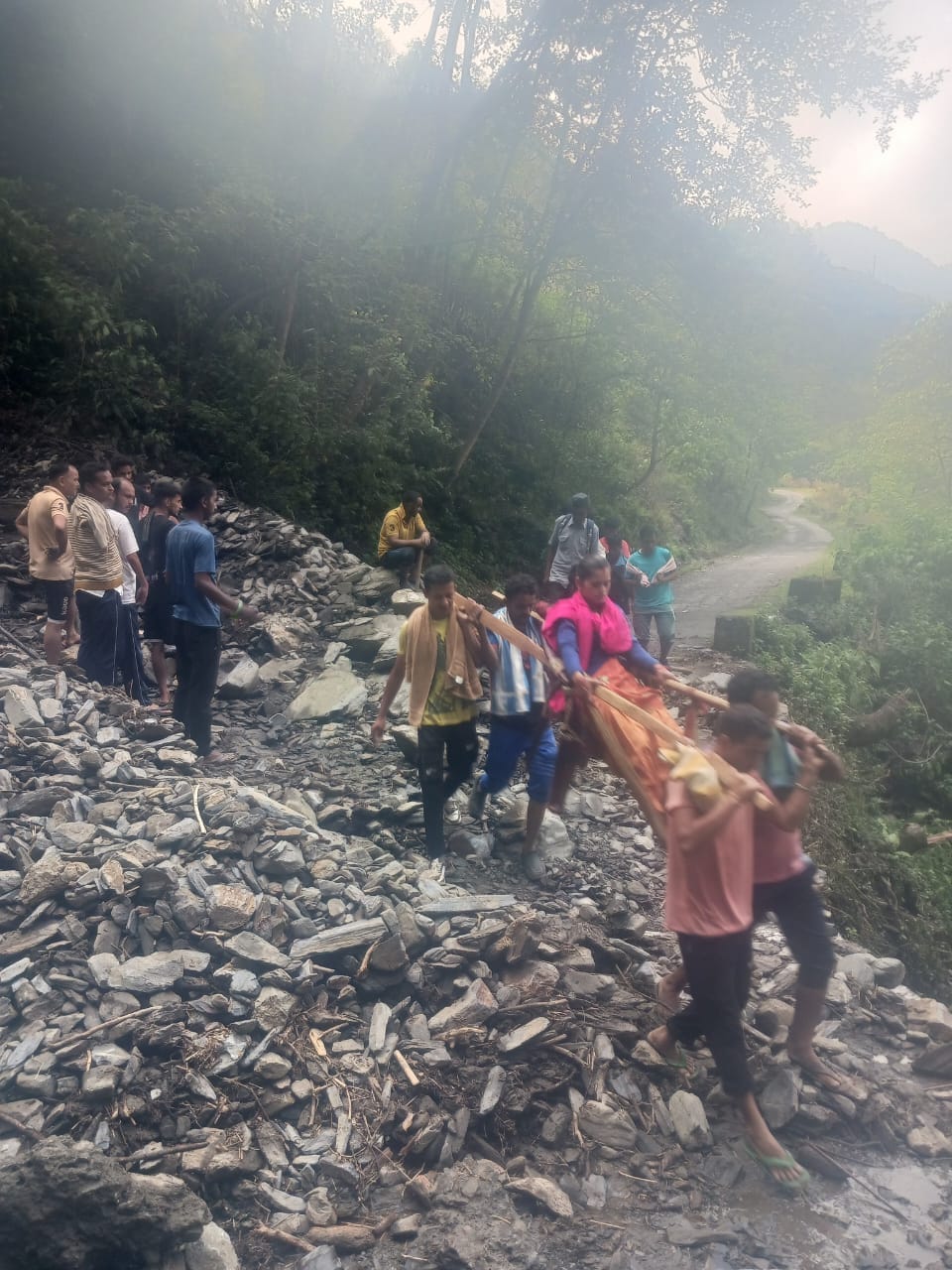 The injured woman was transported by trolley eight kilometers away.