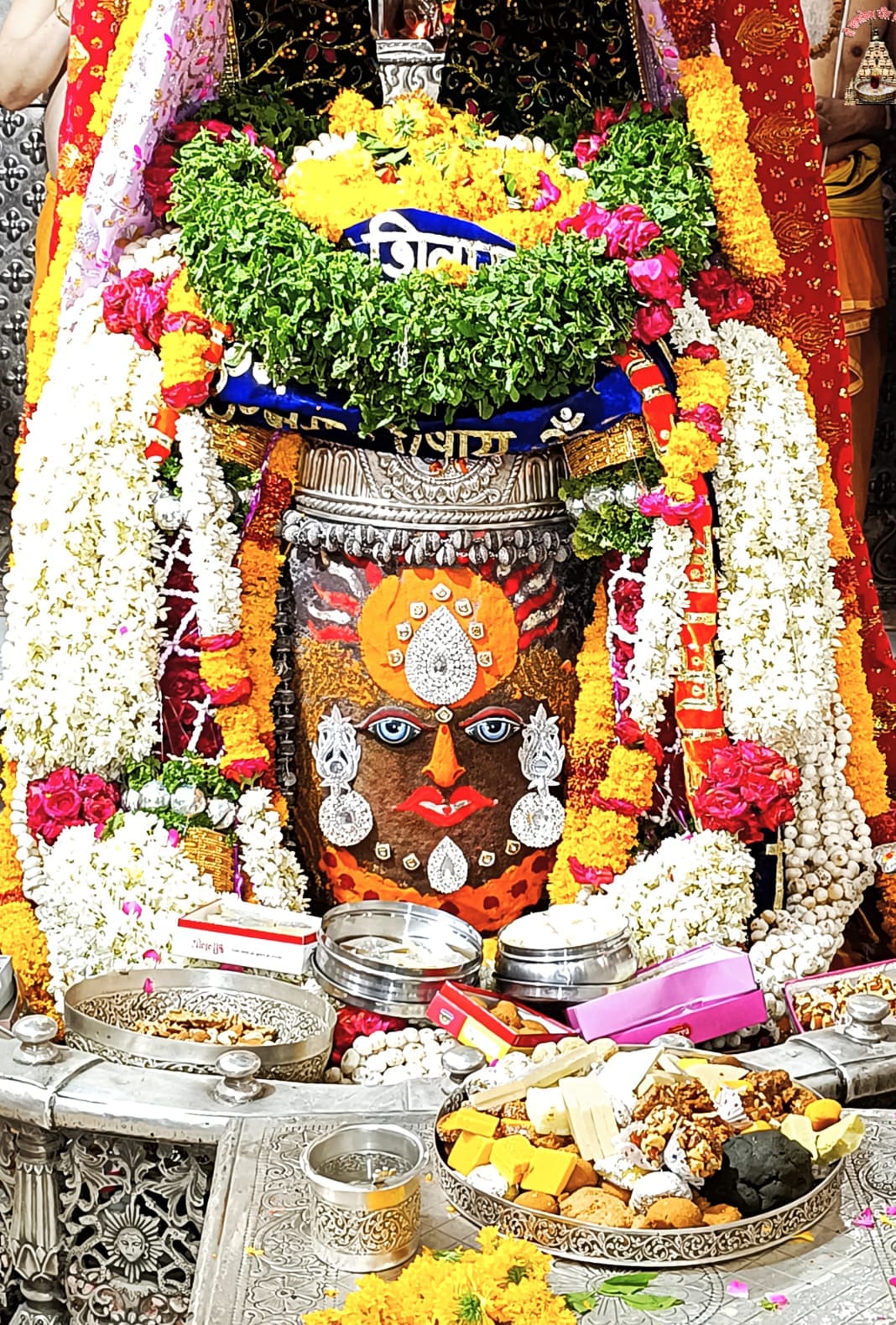 Baba Mahakal gave darshan in Bhasmarti wearing a garland of Makhana, Mogra and Tulsi around his neck