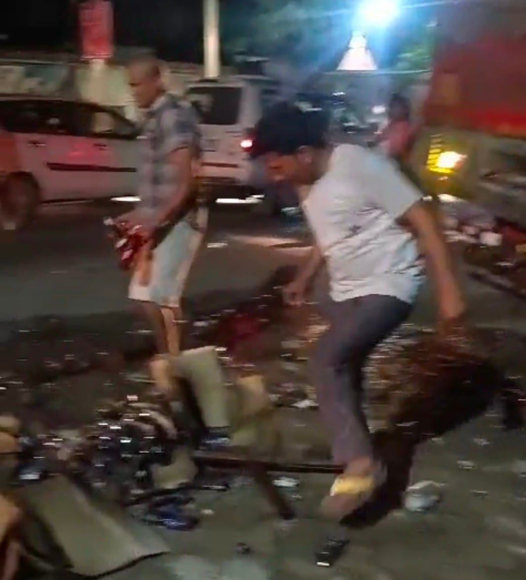 Pedestrians pounce on liquor bottles scattered on the road in village Jatpura Bonda, video goes viral