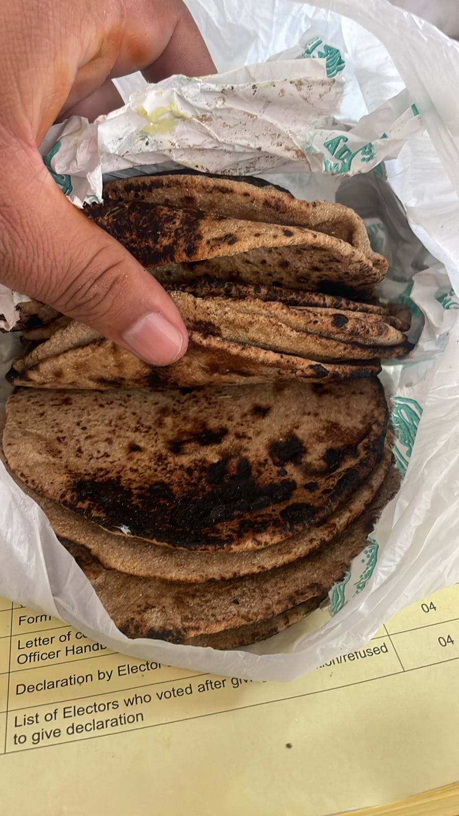 At some places food scraps were found and at other places burnt rotis were found.