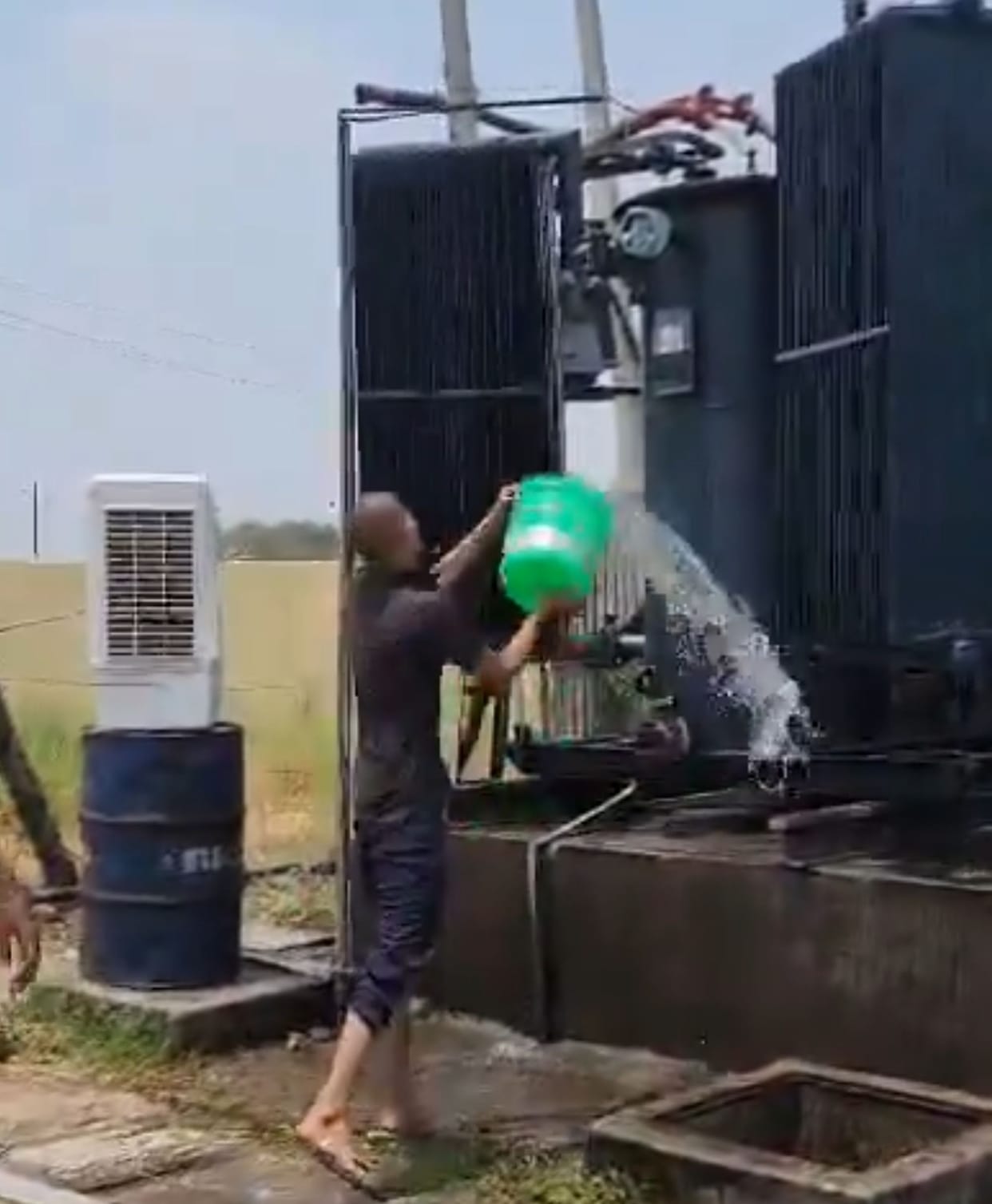Transformer of Jamo substation is being bathed with water thrice in summer