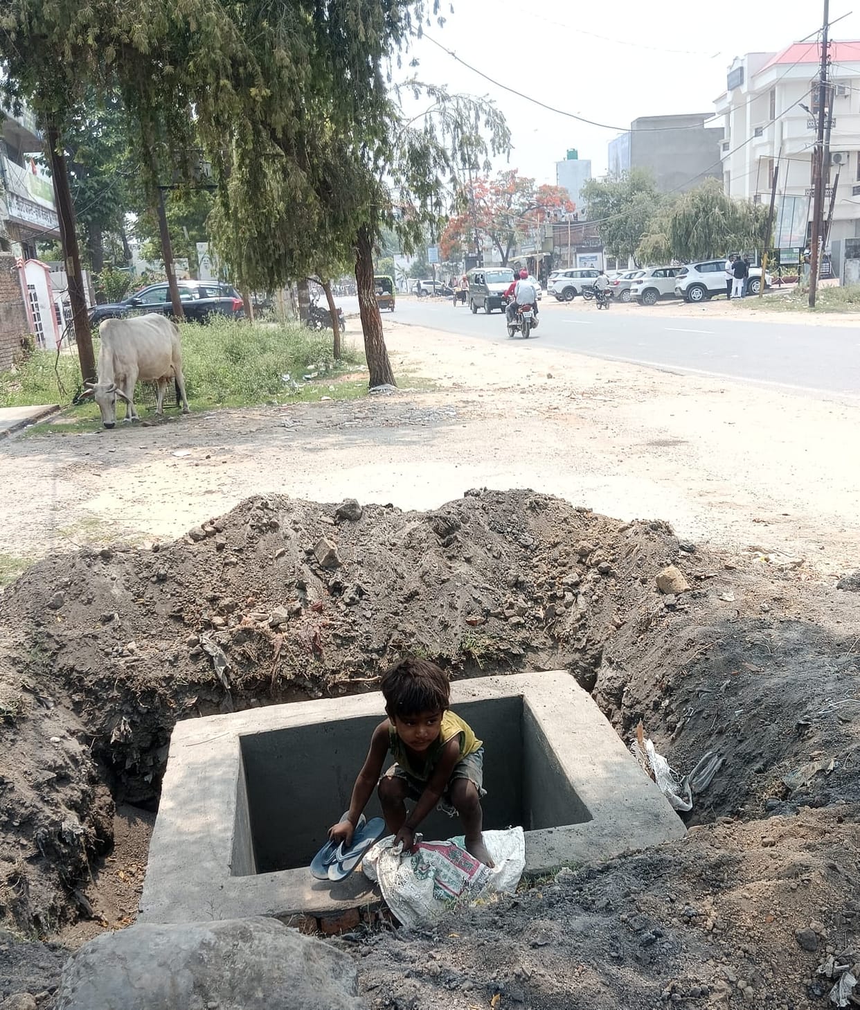 Trouble left by digging roads...people are troubled