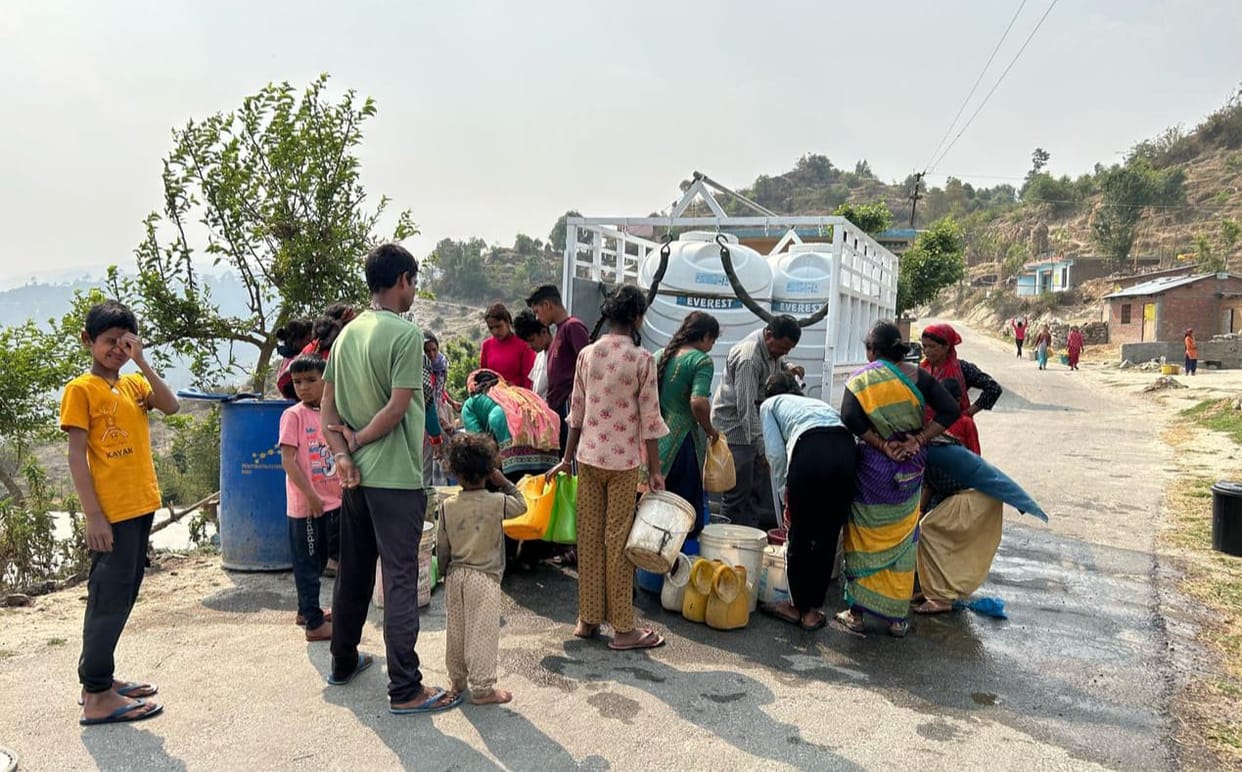 Water is distributed through tankers in rural areas and roasters in urban areas.