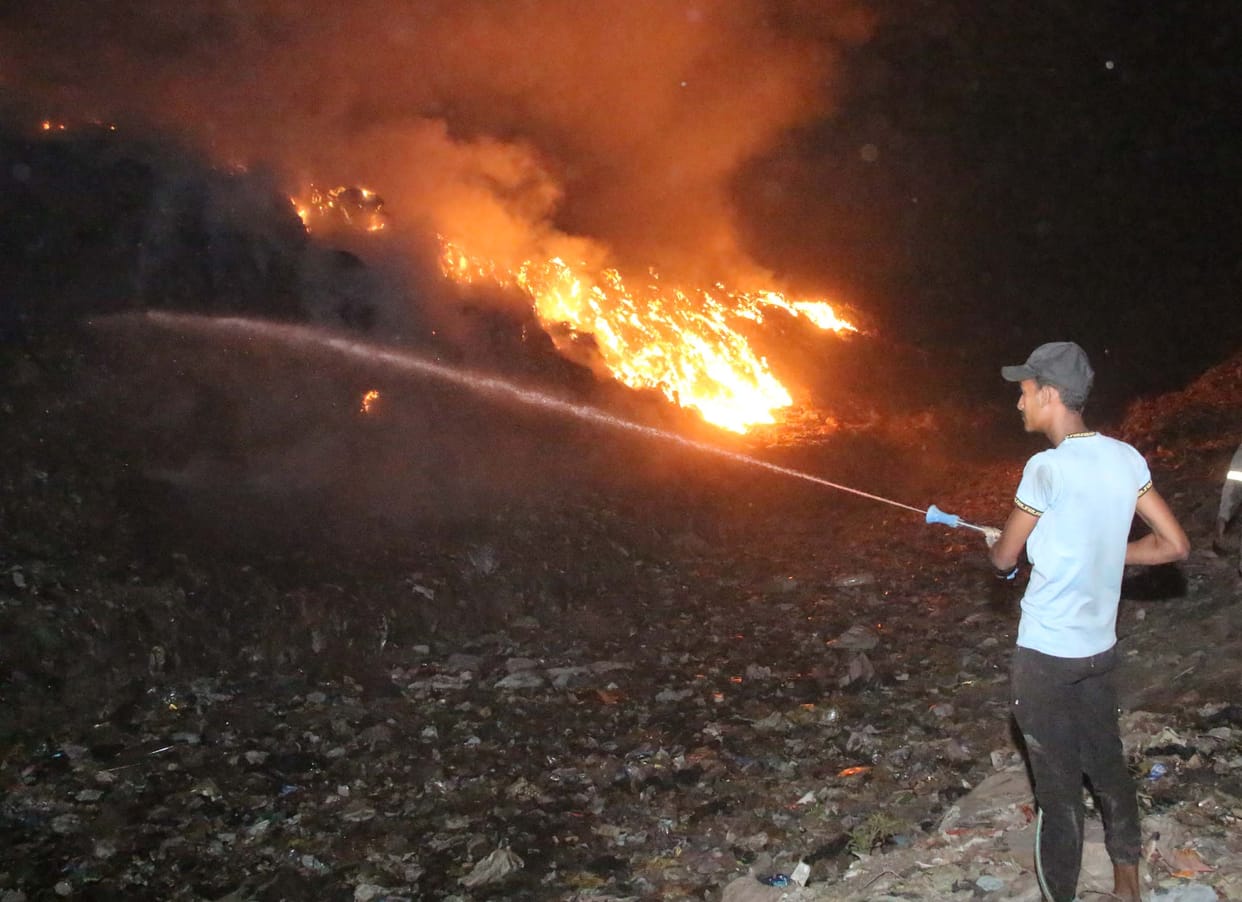 Fire broke out in the garbage heap of A2Z plant