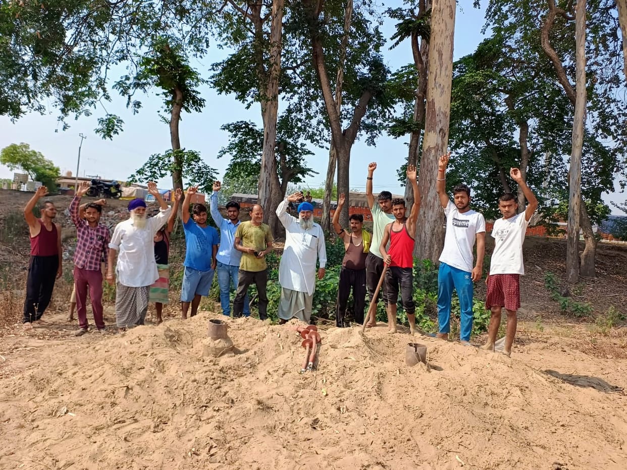 Angered by the villagers' protest, the electricity workers cut the underground line, uprooted the pillars and took them away