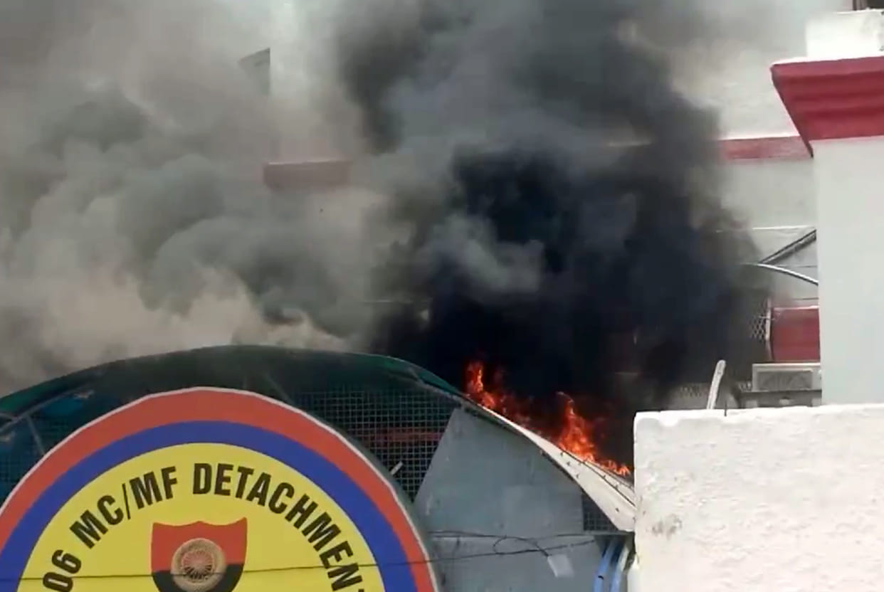 Outdoor AC unit burst fire broke out in Army MCO at the bareilly junction