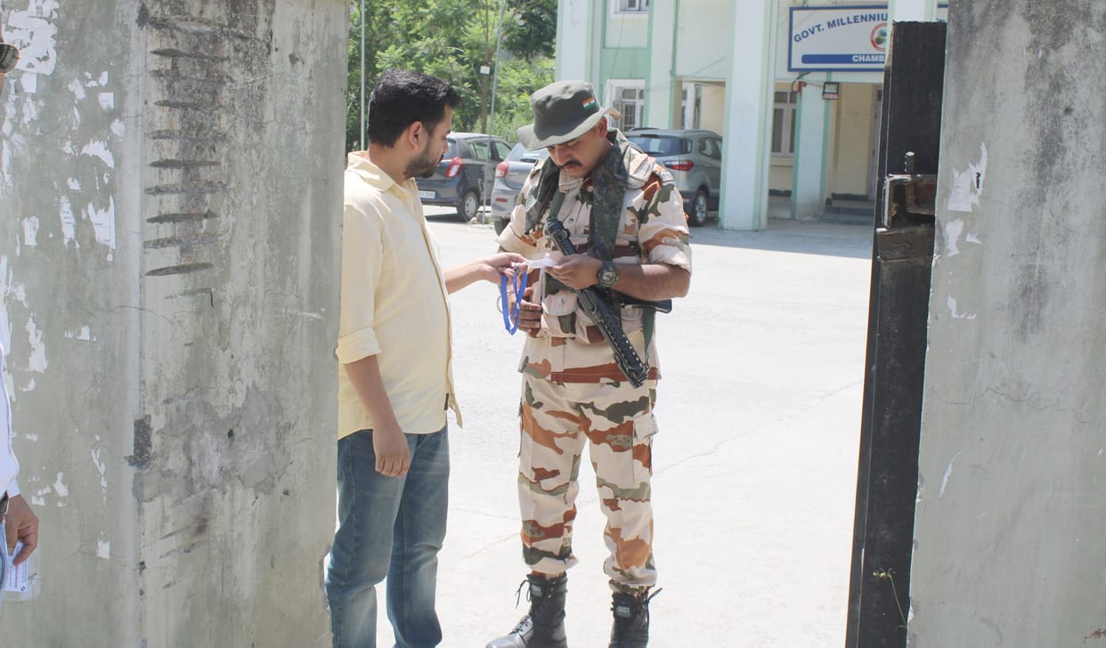 EVMs are kept in the strong room built in Sarol amid tight security.