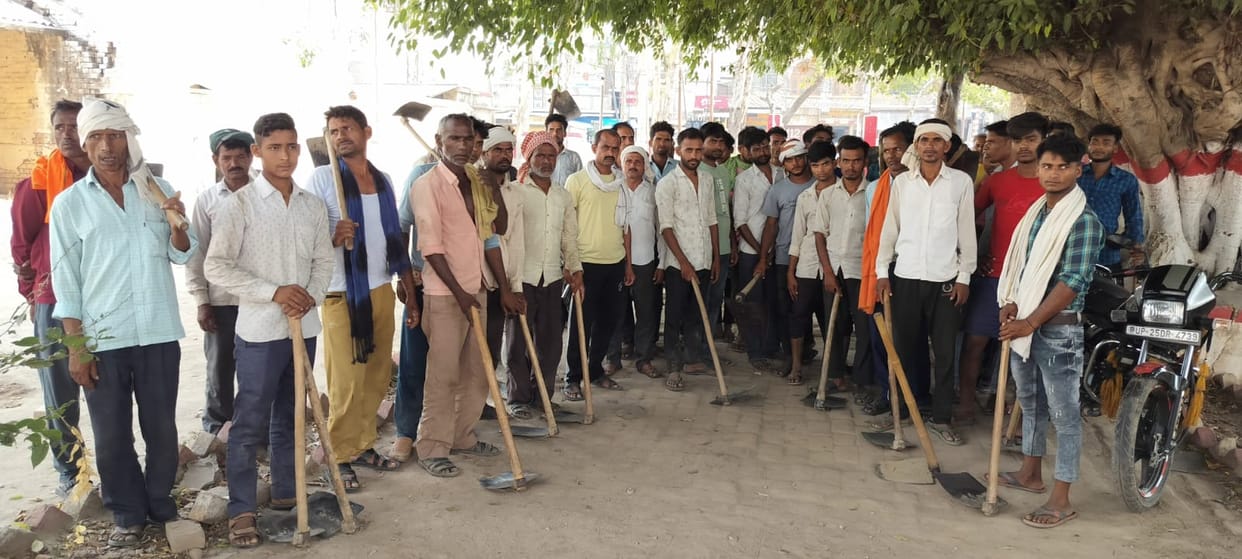 Village head abused and protested at the police station