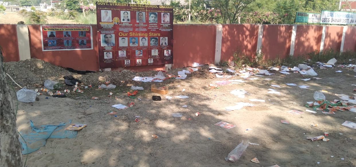 Election campaign material scattered around polling stations, administration unaware