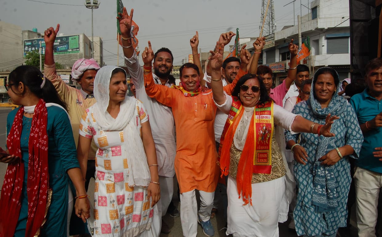 Celebrated the victory of MP Dharambir Singh
