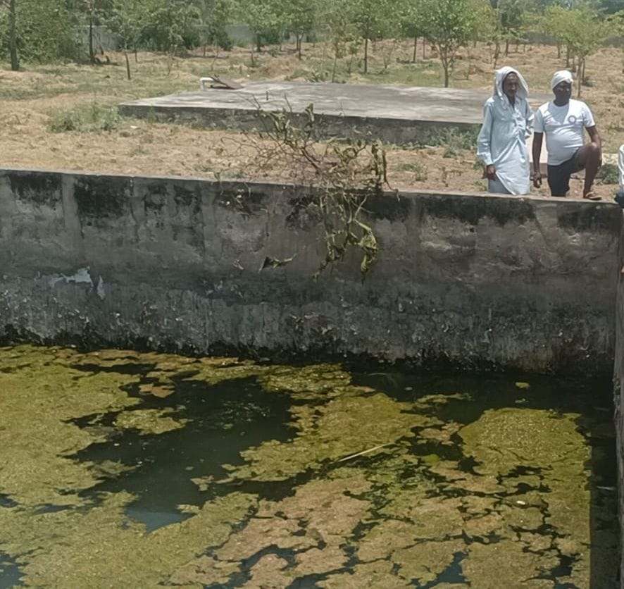 Villagers, troubled by contaminated water supply for two months, staged a protest at the water house.
