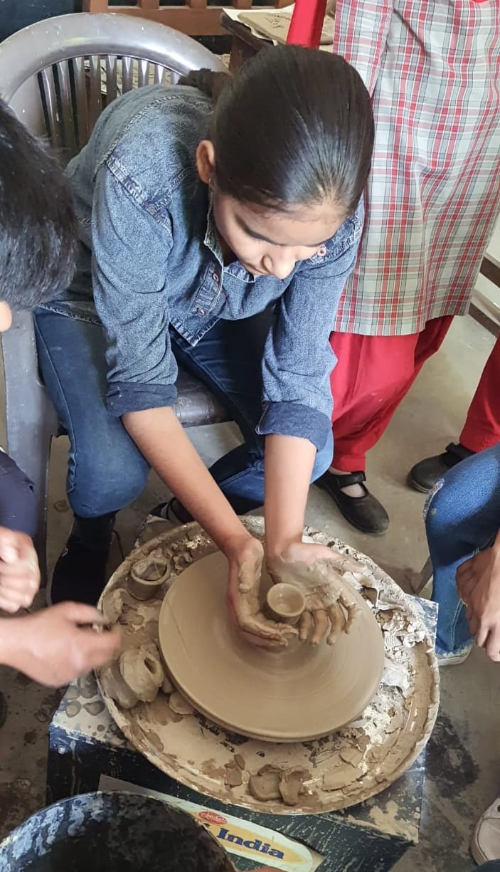 Girl students learning Haryanvi art and culture in summer camp