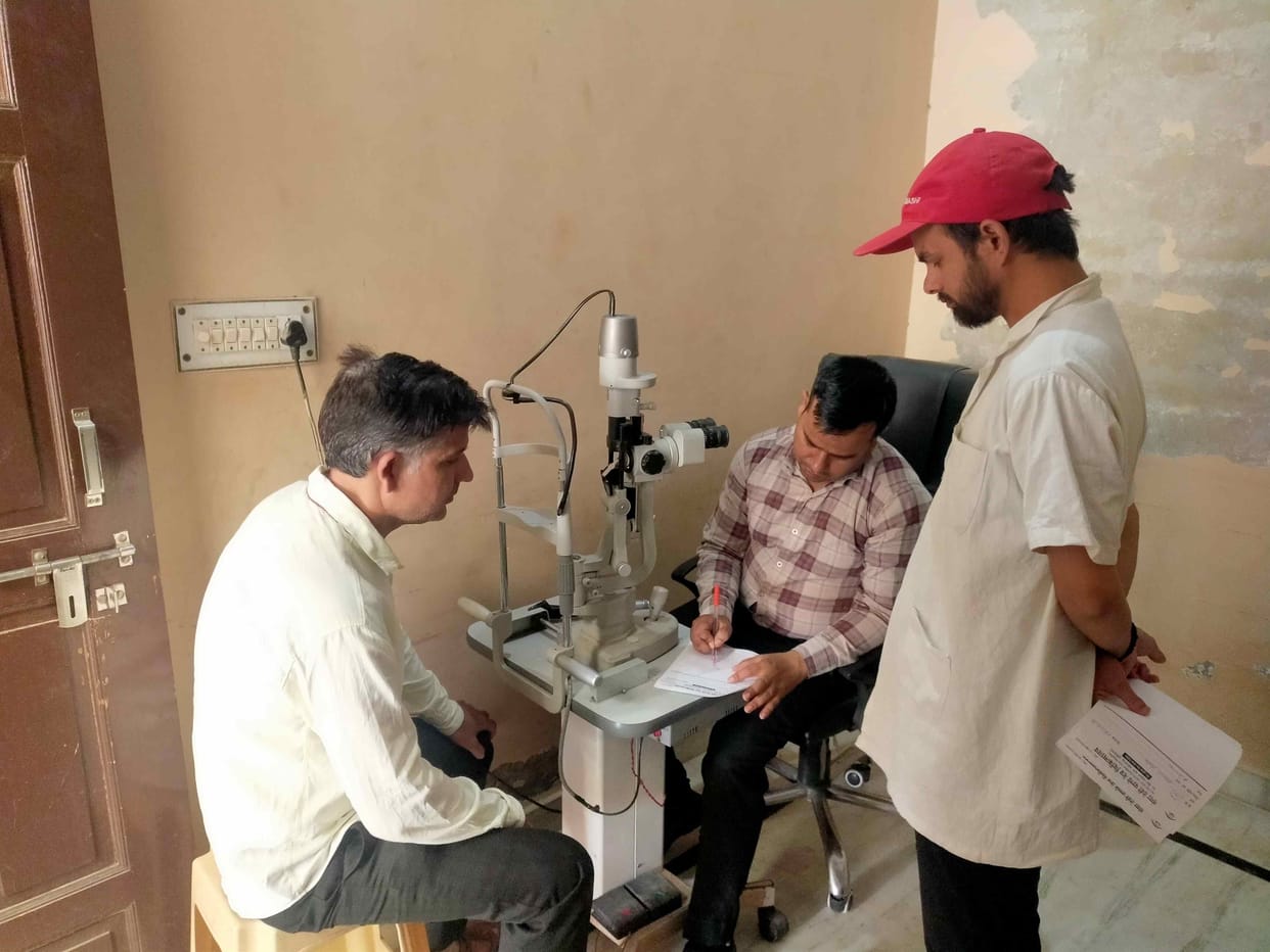 Health of people checked in heart and eye disease check up camp