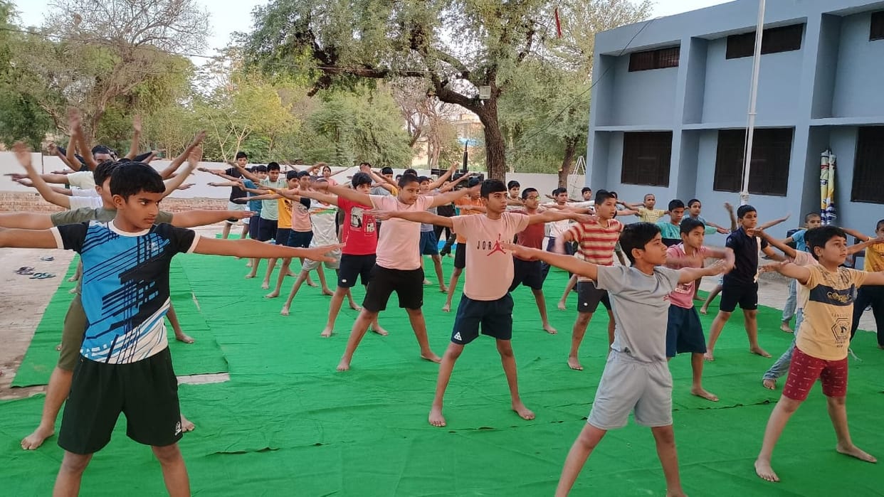Yoga was given to children in the camp