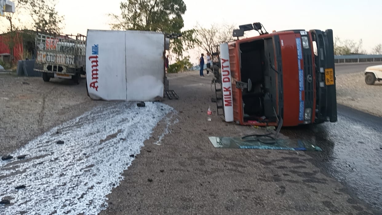 Truck loaded with milk crates overturns in Upper Kaloha, driver injured
