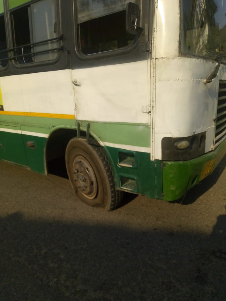 HRTC bus sent with faith in God, if tire got punctured then it was not found on the spot, no jack was found