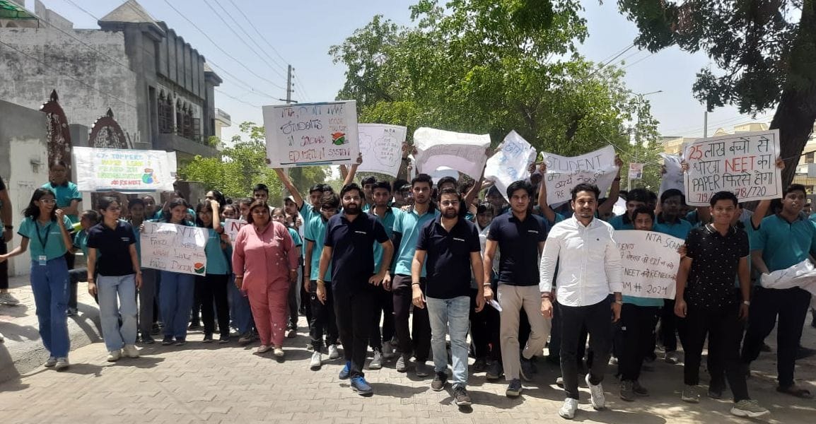 Students took to the streets and protested demanding re-conduct of NEET exam