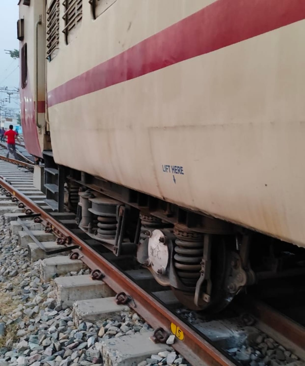 A coach of a shunting train derailed