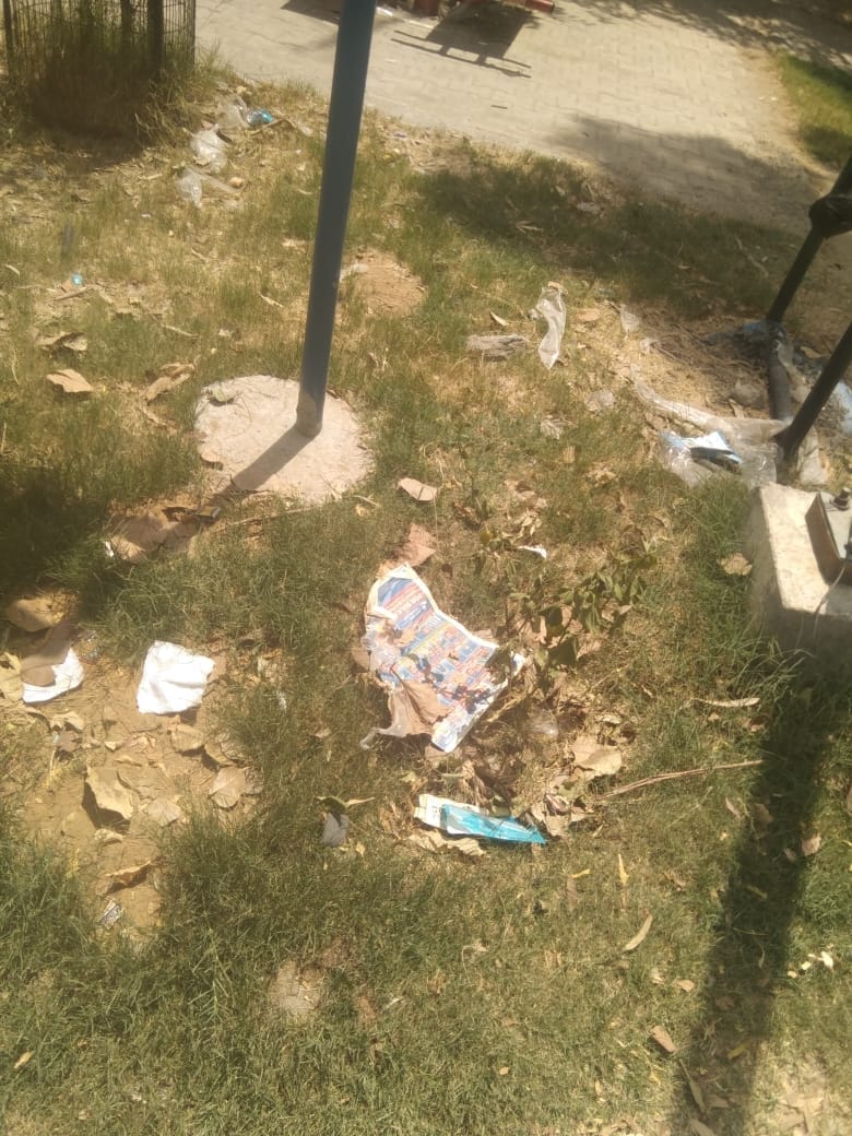 Grass is dry, fountain is closed, this is our city park.