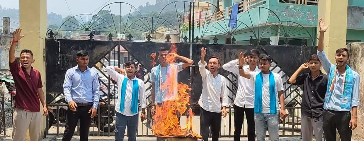 NSUI burnt the effigy of the Vice Chancellor