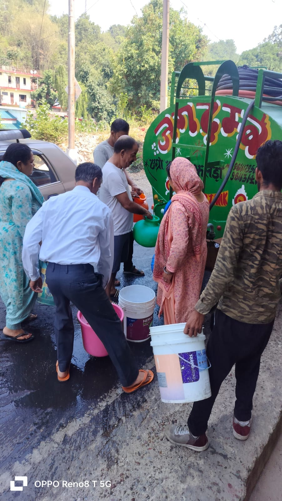 Villagers start getting drinking water from five tankers in Bharedi area.