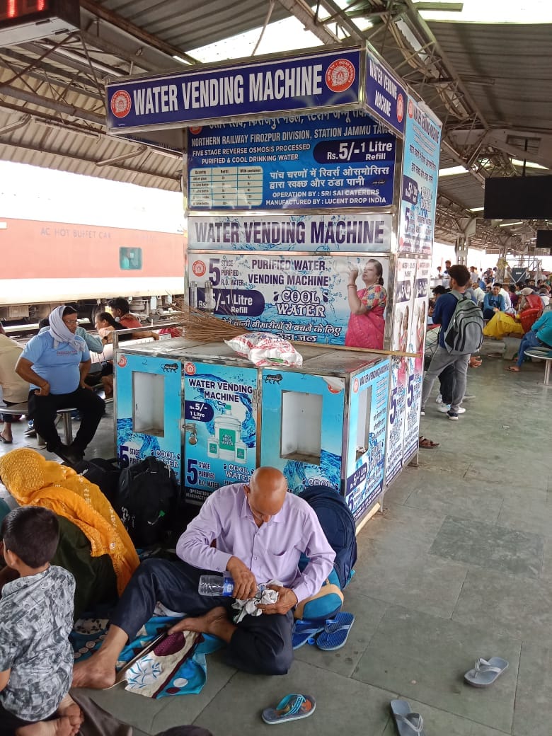 Water Vending Machine Off at Platform 2, Railway Station Jammu