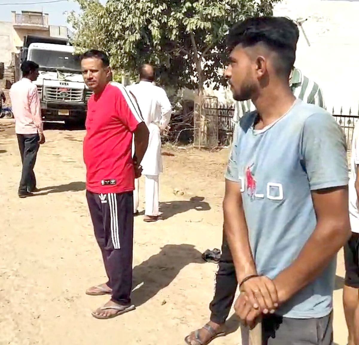 Villagers stopped overloaded dumpers passing through the village.