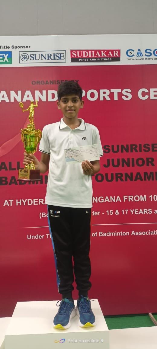 Shuttler of Malik Badminton Academy won medal in Hyderabad