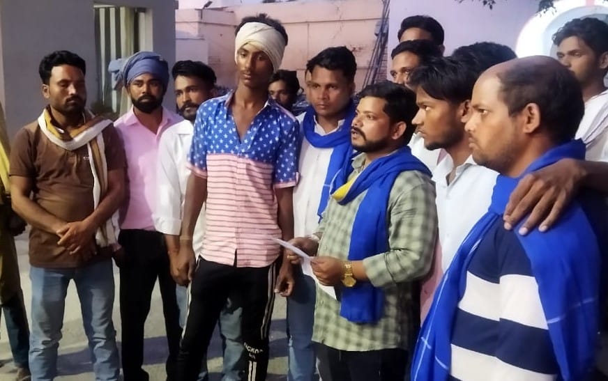 A meeting was organized with a youth from scheduled caste in the Panchayat and he was also made to touch his feet