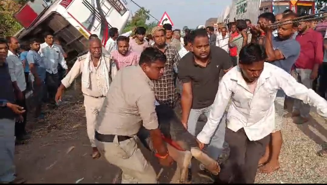 Two died on the spot after a collision between a bus and a truck