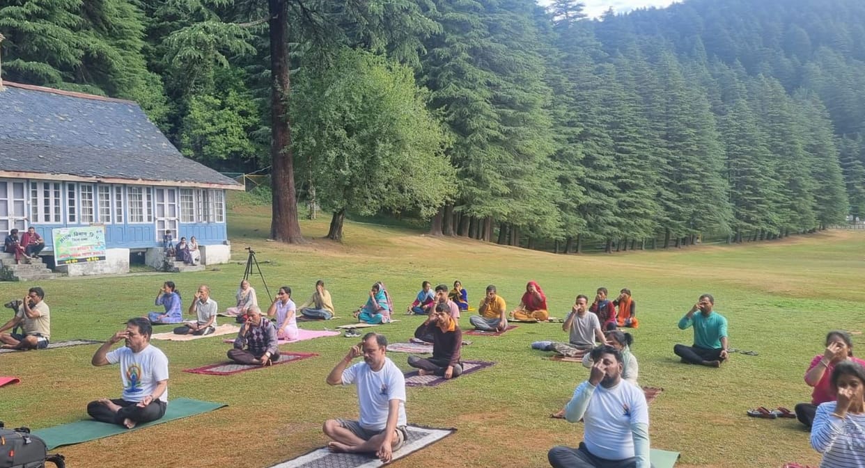 Tourists, local villagers practiced yoga