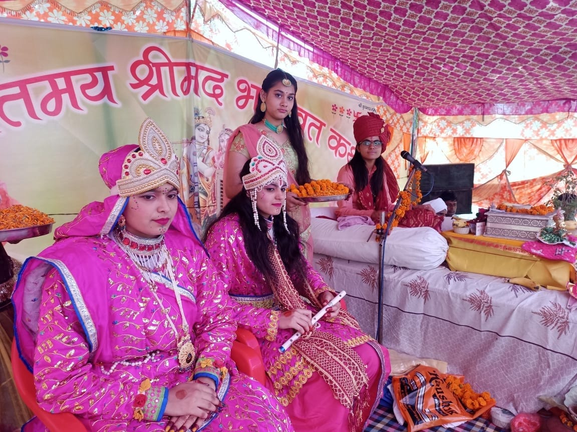 Tableau taken out during Shrimad Bhagwat Katha