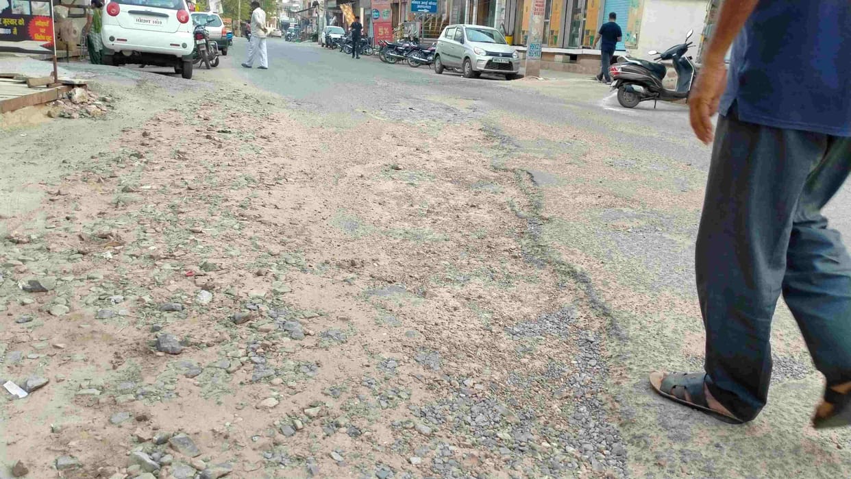 The road built at a cost of Rs 57 lakh could not last even for two years