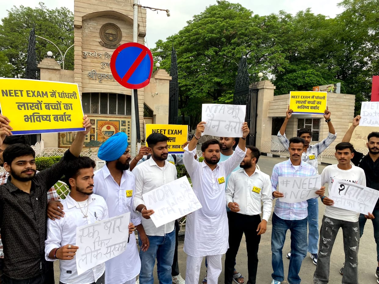 CYSS takes out protest march in University campus over rigging in UGC NET and NEET exams
