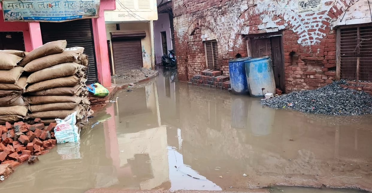 The first rain of monsoon exposed the drainage system in the towns.